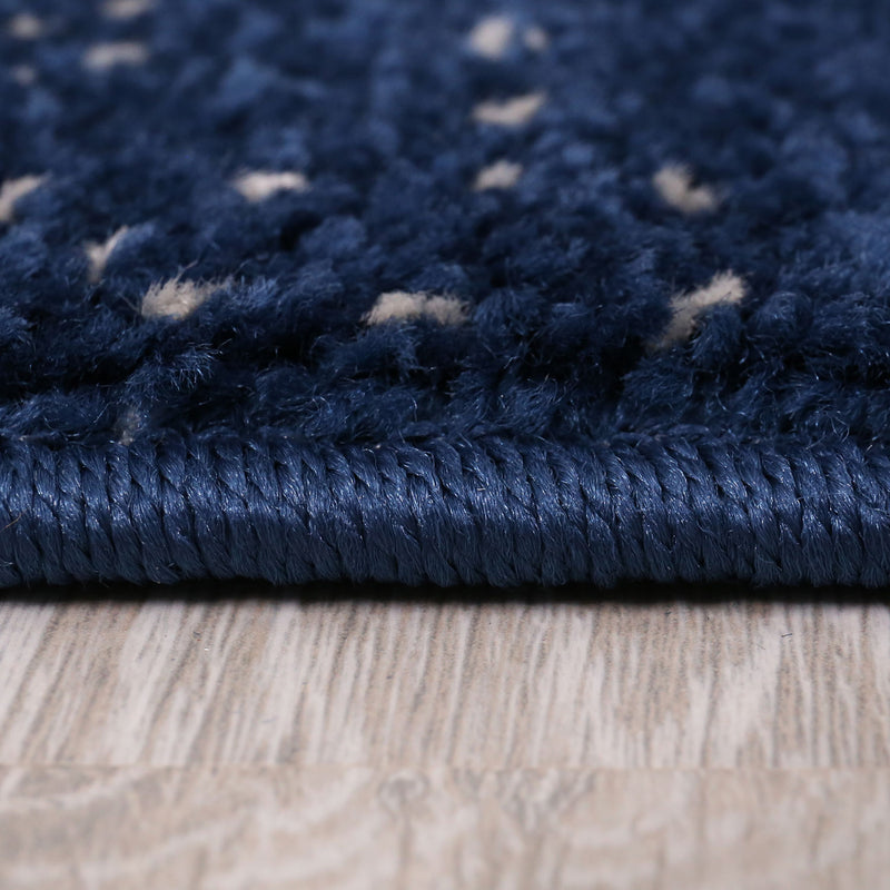 Teppich Gemotrisch Abstrakt Blau und Beige Muster-zoom-