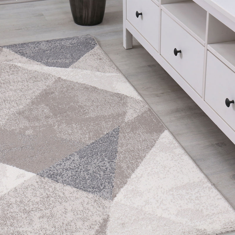 Teppich Geometrische Muster Marmor Optik Modern Grau Beige Meliert-zoom-