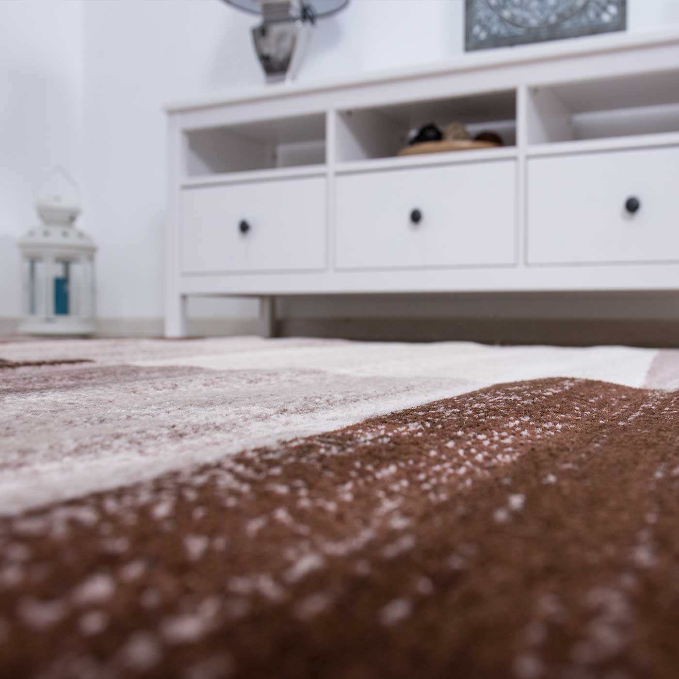 Milano9119 Brown Modern Designer Living Room Rug Geometric Pattern Mottled