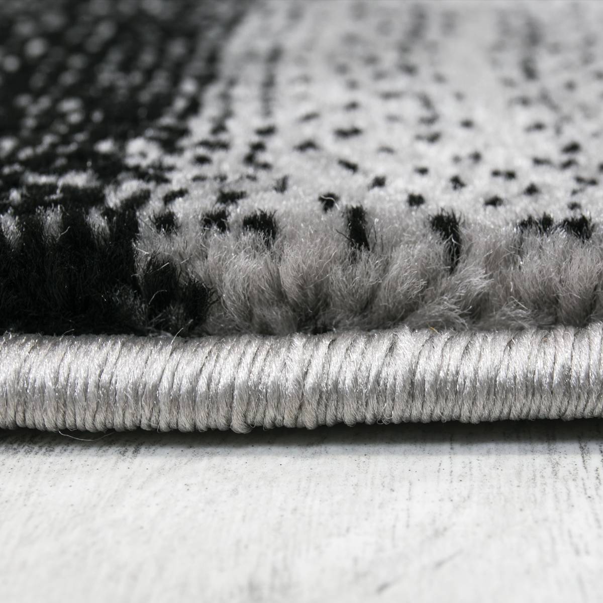 Designer living room rug, grey tile look with color gradient and contour cut-zoom-4