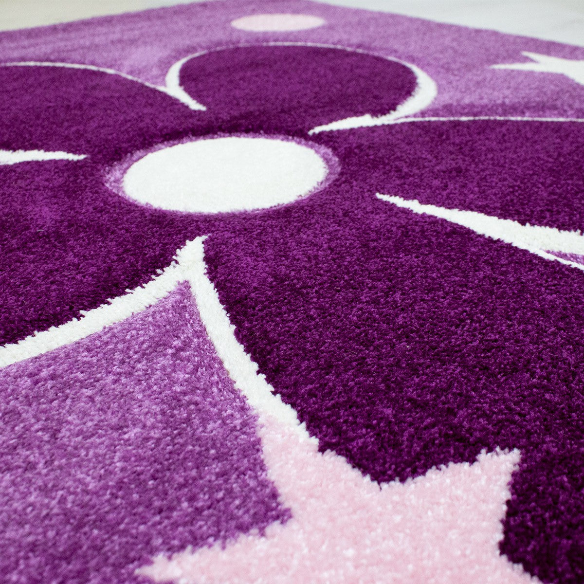 Children's Rug Purple Flowers Stars Butterfly - I6566-zoom-3