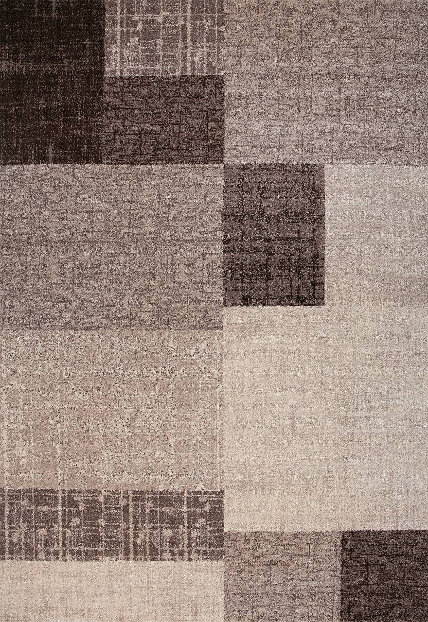 Wohnzimmer Teppich Kurzflor in Beige Braun Designer Teppiche Modern Kachel-Optik Kariert Pflegeleicht -VIMODA