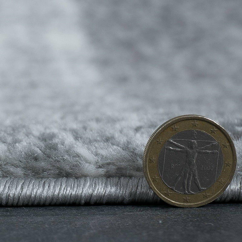 Designer Kurzflor Teppich in Türkis, Grau und Weiß mit Kachel-Optik Wohnzimmer-zoom-