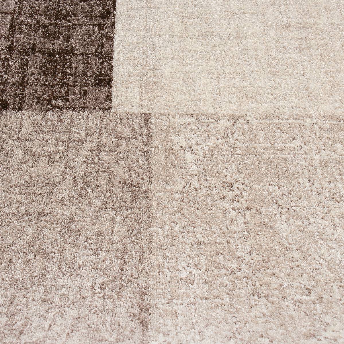 Living room rug, short pile, beige-brown, designer rug, modern tile look, checkered, easy care - VIMODA-zoom-2