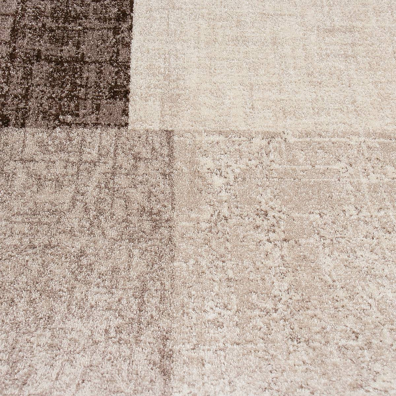 Living room rug, short pile, beige-brown, designer rug, modern tile look, checkered, easy care - VIMODA-zoom-