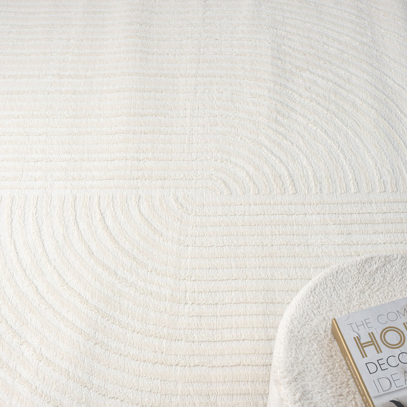 Moderner Kurzflor-Teppich Boho Wohnzimmer Schlafzimmer dünn mit 3D Hoch-Tief Effekt Pflegeleicht-zoom-