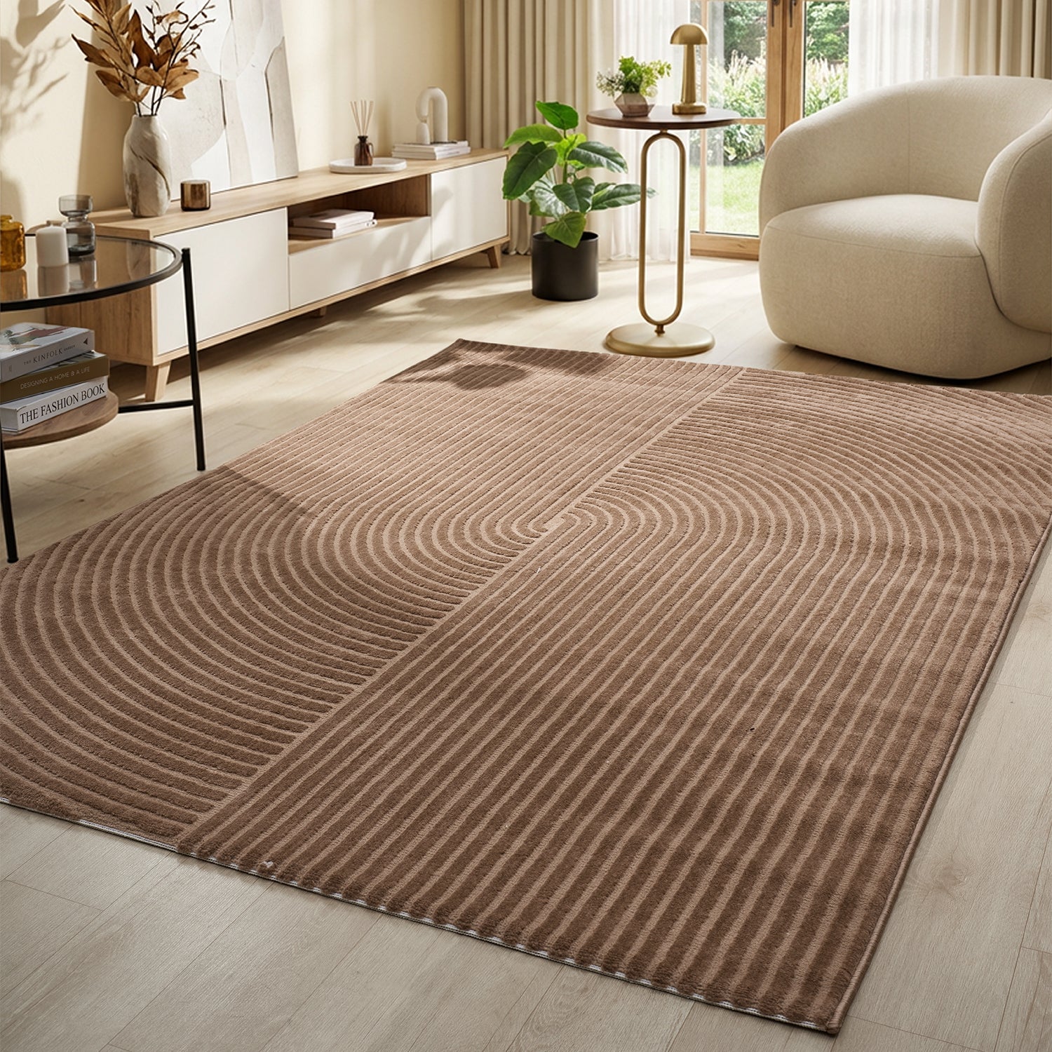 Moderner Kurzflor-Teppich Boho Wohnzimmer Schlafzimmer dünn mit 3D Hoch-Tief Effekt Pflegeleicht-zoom-31