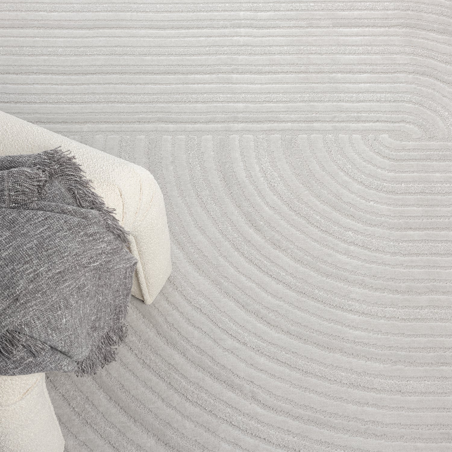 Short-pile rug Boho modern – Thin living room & bedroom rug with 3D high-low effect, easy to care for-zoom-12