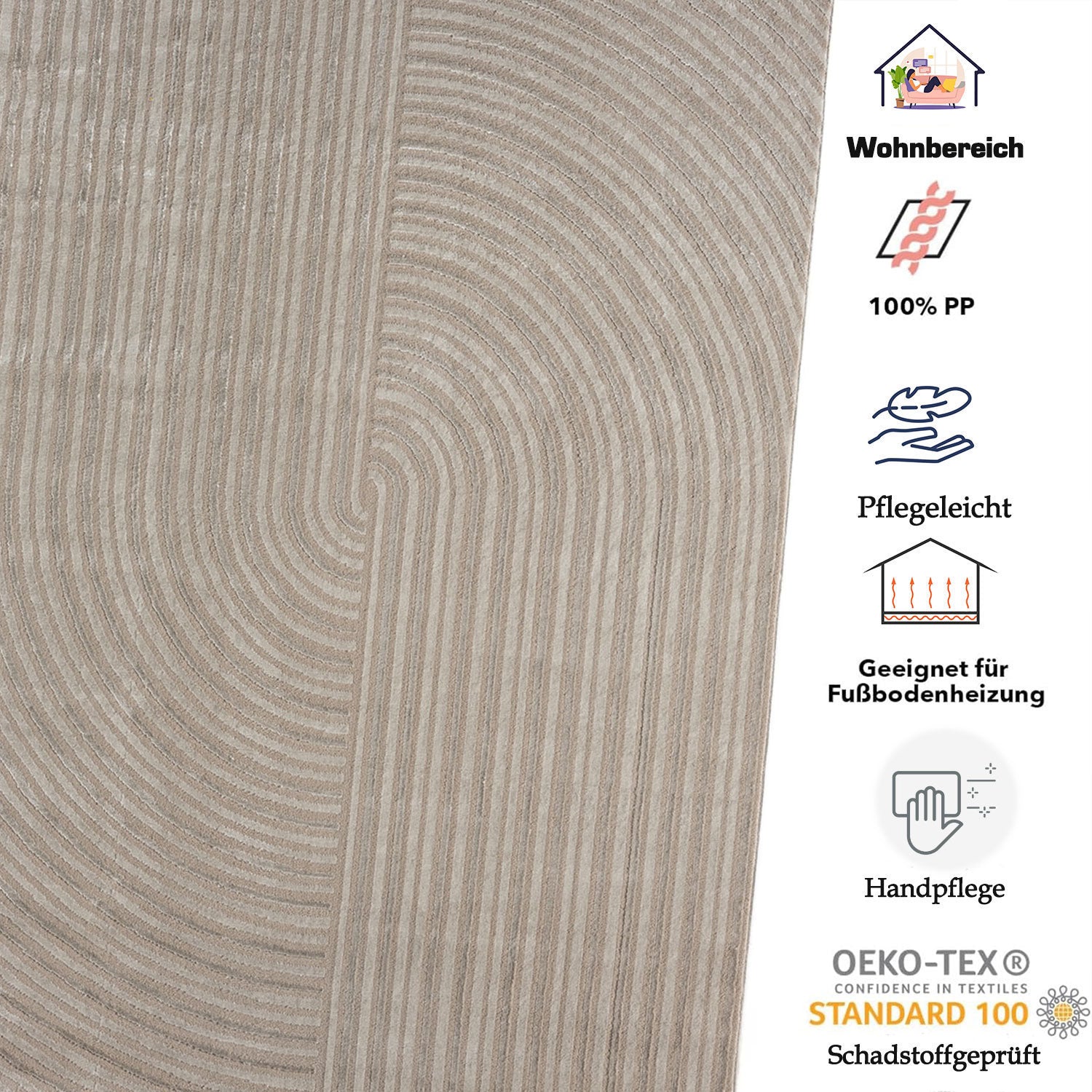 Short-pile rug Boho modern – Thin living room & bedroom rug with 3D high-low effect, easy to care for-zoom-20