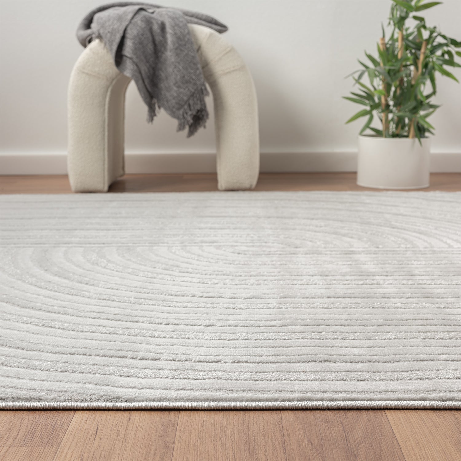 Short-pile rug Boho modern – Thin living room & bedroom rug with 3D high-low effect, easy to care for-zoom-14