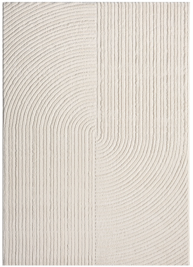 Short-pile rug Boho modern – Thin living room & bedroom rug with 3D high-low effect, easy to care for-zoom-