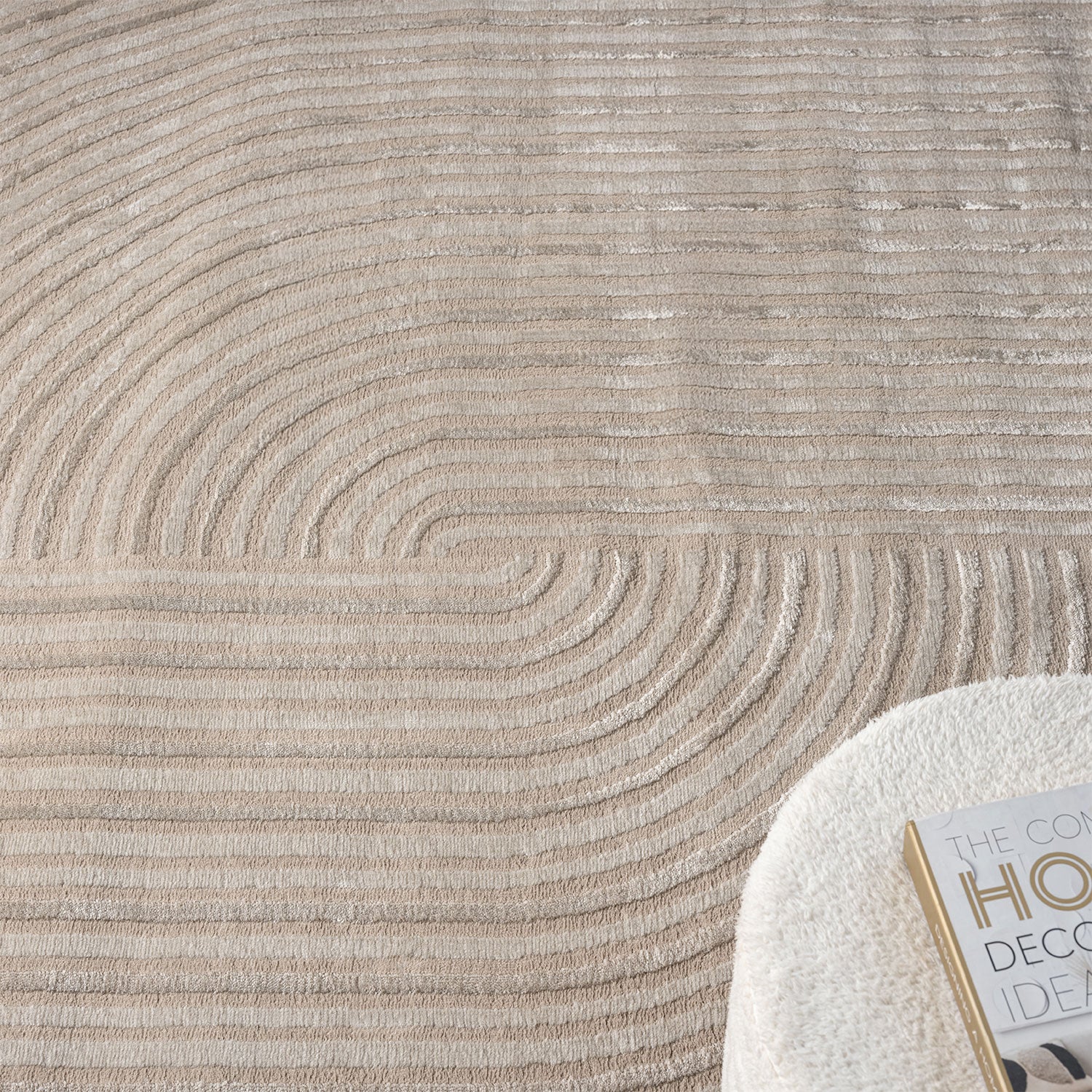 Short-pile rug Boho modern – Thin living room & bedroom rug with 3D high-low effect, easy to care for-19