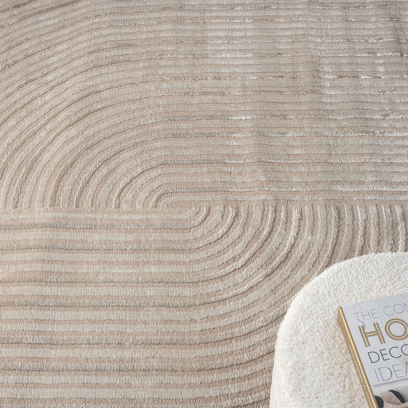 Short-pile rug Boho modern – Thin living room & bedroom rug with 3D high-low effect, easy to care for-zoom-