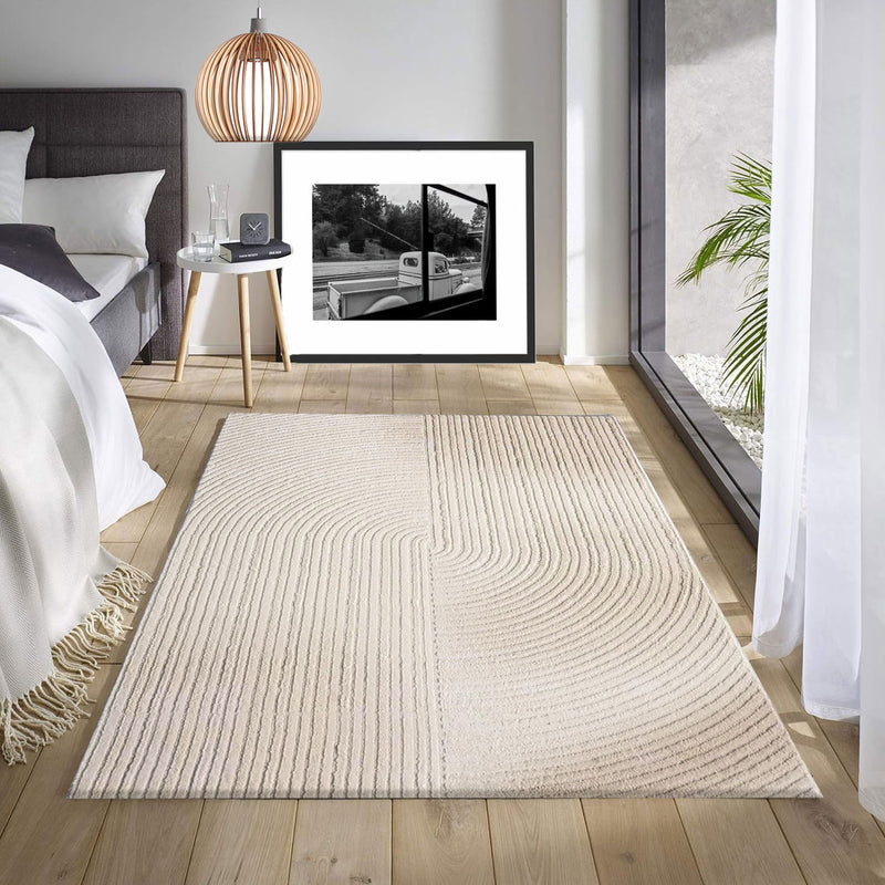 Modern short-pile rug for living room, bedroom, boho look, rainbow, Scandinavian-zoom-