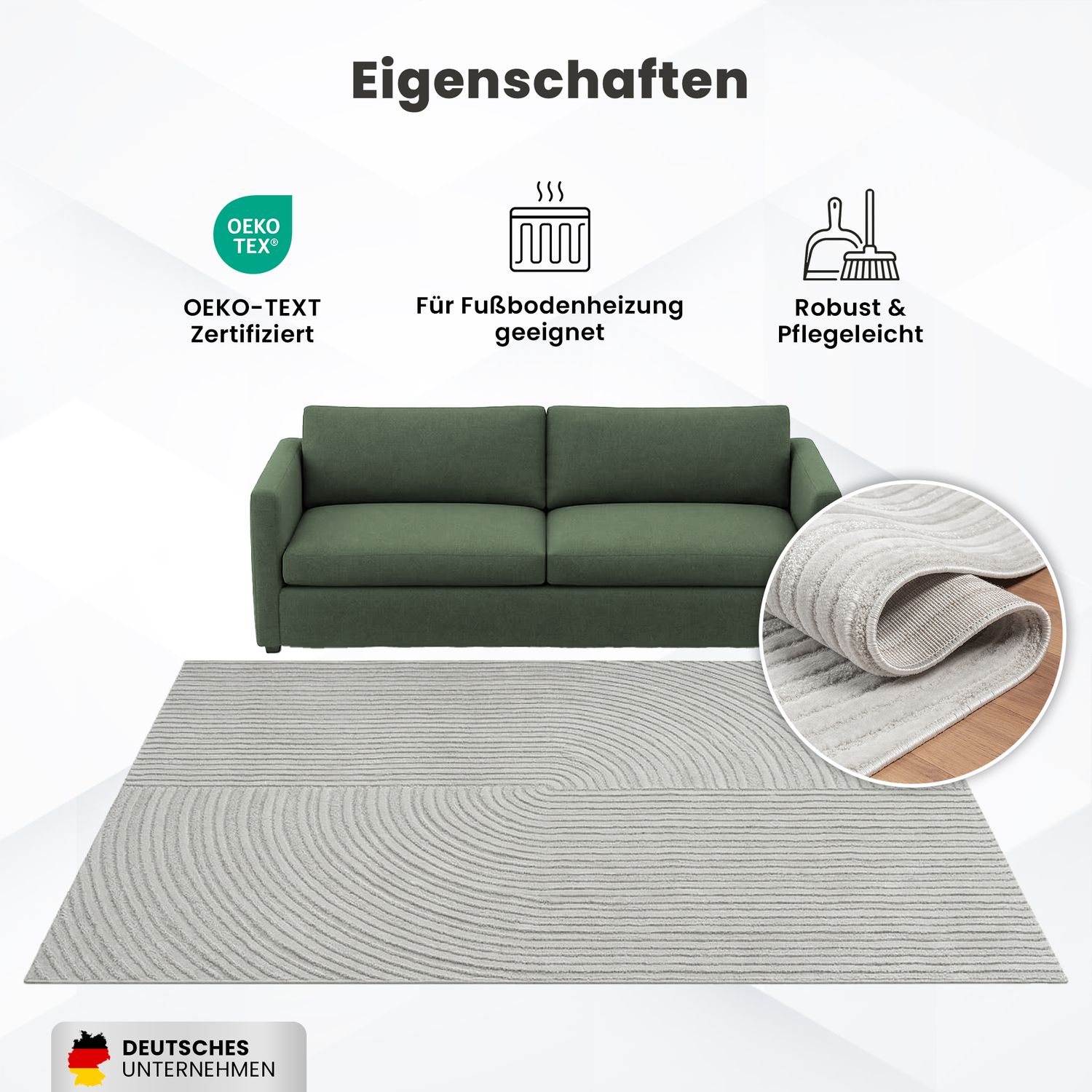 Modern short-pile rug for living room, bedroom, boho look, rainbow, Scandinavian-17