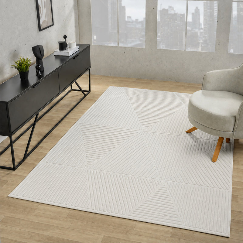 Moderner Kurzflor Teppich Wohnzimmer Schlafzimmer Skandinavisch In&Outdoor geeignet-zoom-