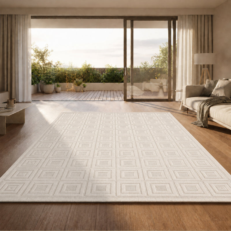 Moderner Kurzflor Teppich Wohnzimmer Schlafzimmer Skandinavisch In&Outdoor geeignet-zoom-