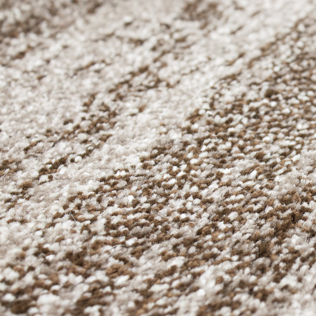 Modern living room rug, brown, short pile, solid color, mottled, colorfast, easy to care for