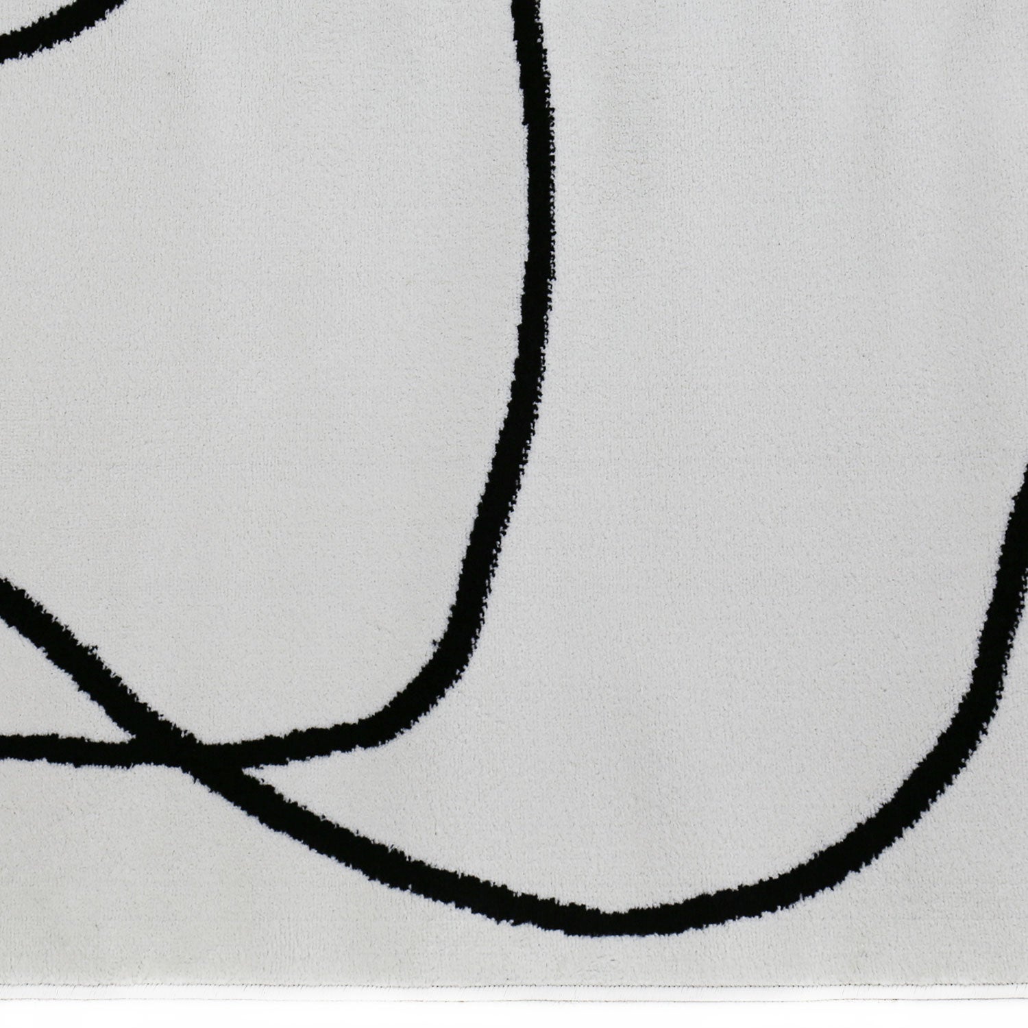 Moderner One-Line Wohnzimmer Teppich in Creme/Schwarz Kunstdesign Kurzflor-4