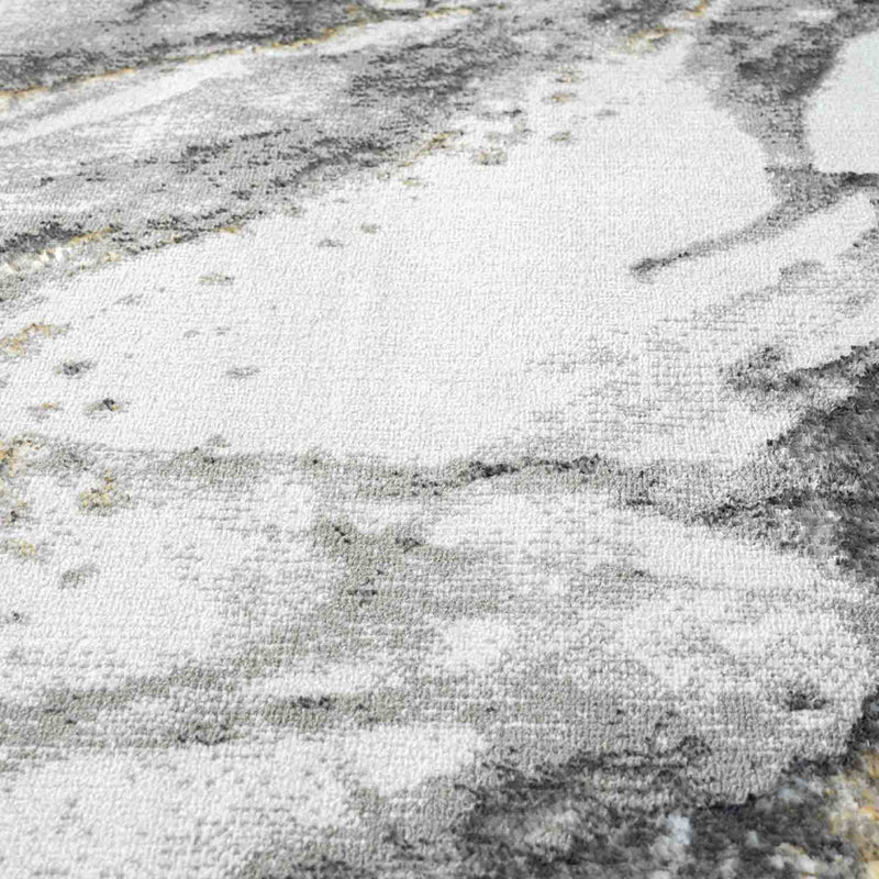 Moderner Teppich mit Marmor-Optik in Grau und Gold Tönen Wohnzimmer-zoom-