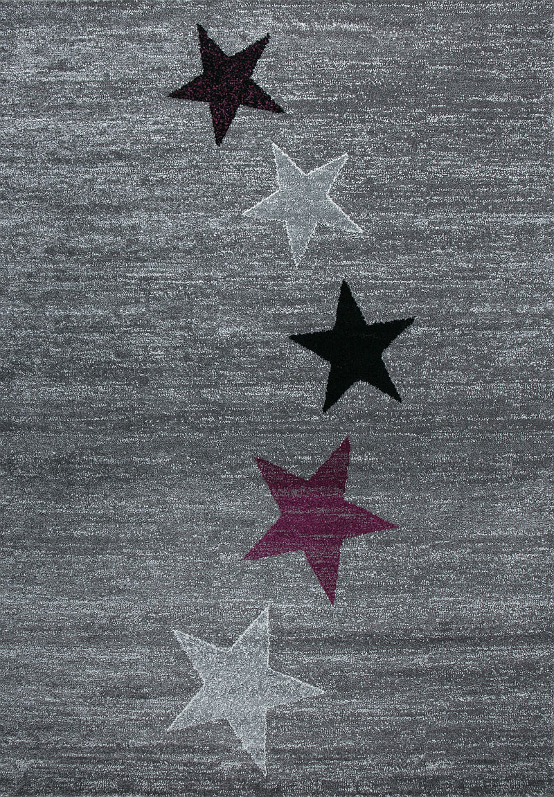 Teppich Modern Jugendstil Kurzflor Grau Lila Schwarz Stern Muster, für Wohnzimmer, Schlafzimmer, küche-zoom-