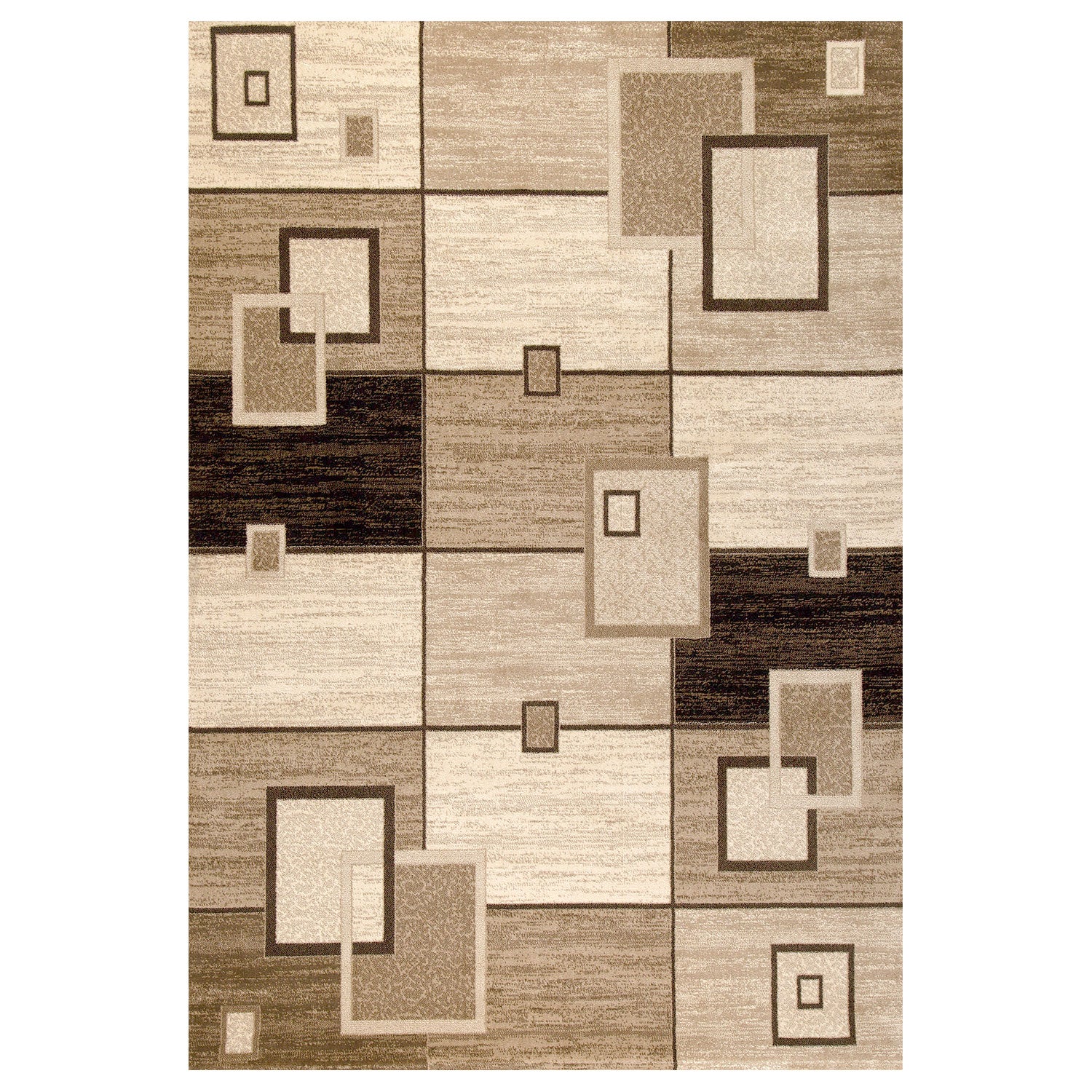 Designer Teppich Wohnzimmer Braun Beige Kariert Retro mit geometrischen Motiven und Farbverlauf-4