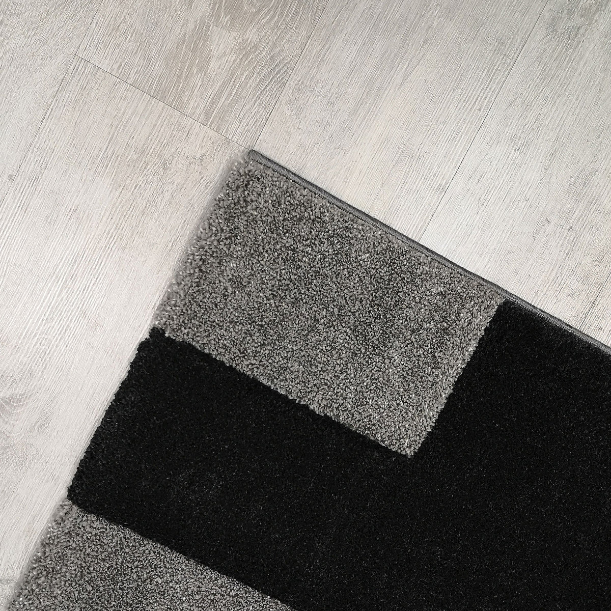 Modern Rug Checked Anthracite Black White Patterned Carpet-4