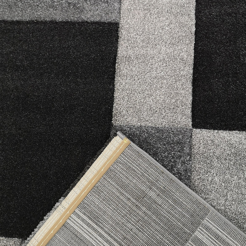 Modern Rug Checked Anthracite Black White Patterned Carpet-zoom-