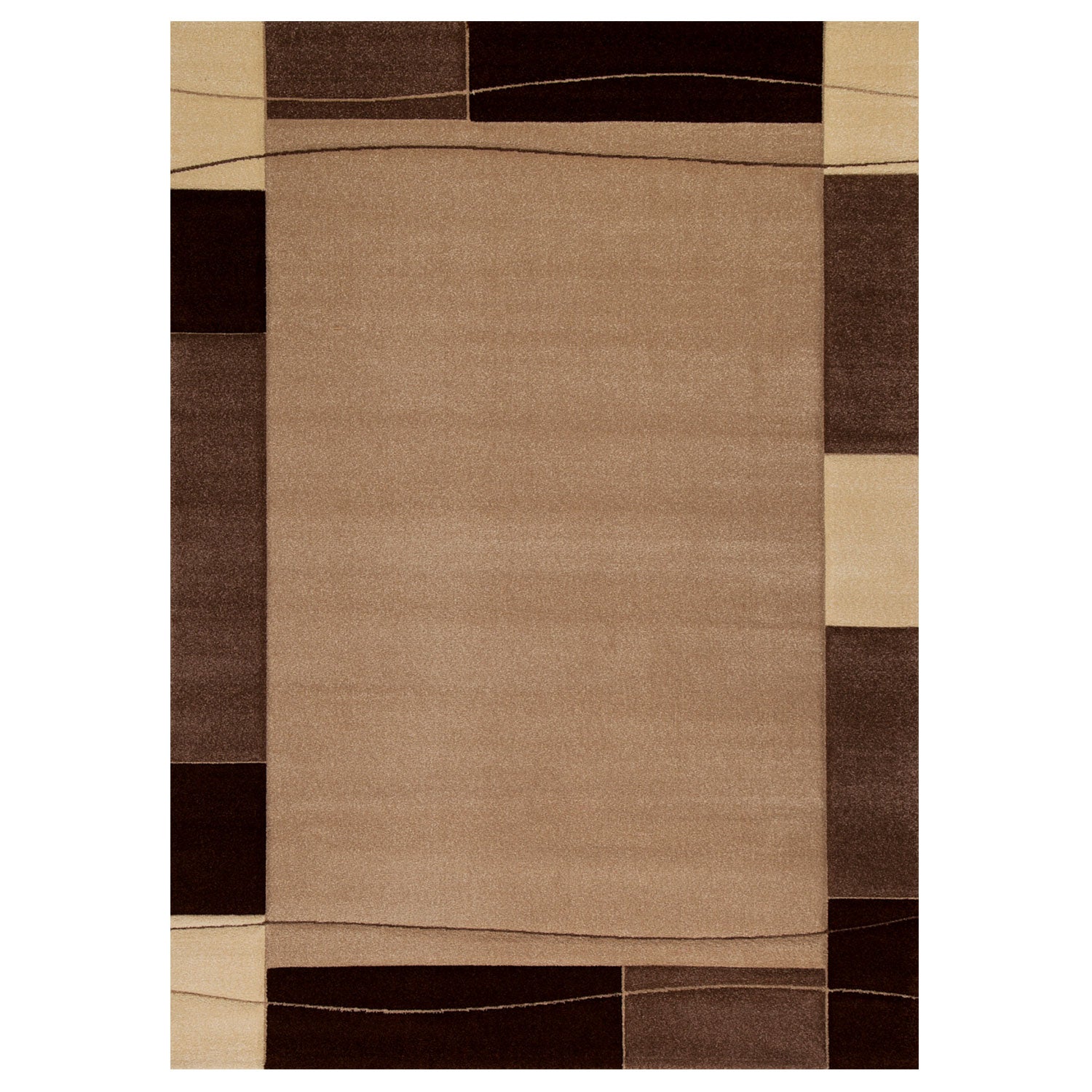 Teppich Modern Klassiker für Wohnzimmer Kurzflor dich gewebt mit Bordürenmotiv braun beige und Konturenschnitt-zoom-3