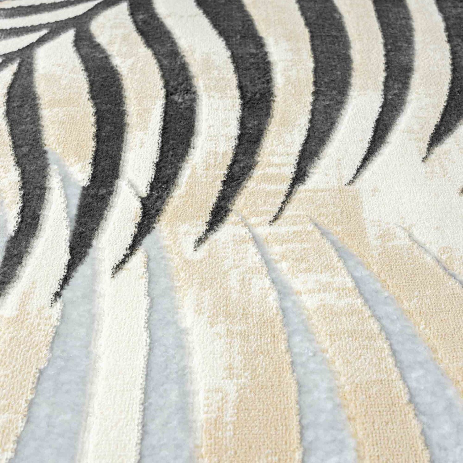 Teppich Wohnzimmer Schlafzimmer Kurzflor Palmen Muster modern glitzer Blumen Lurex-6