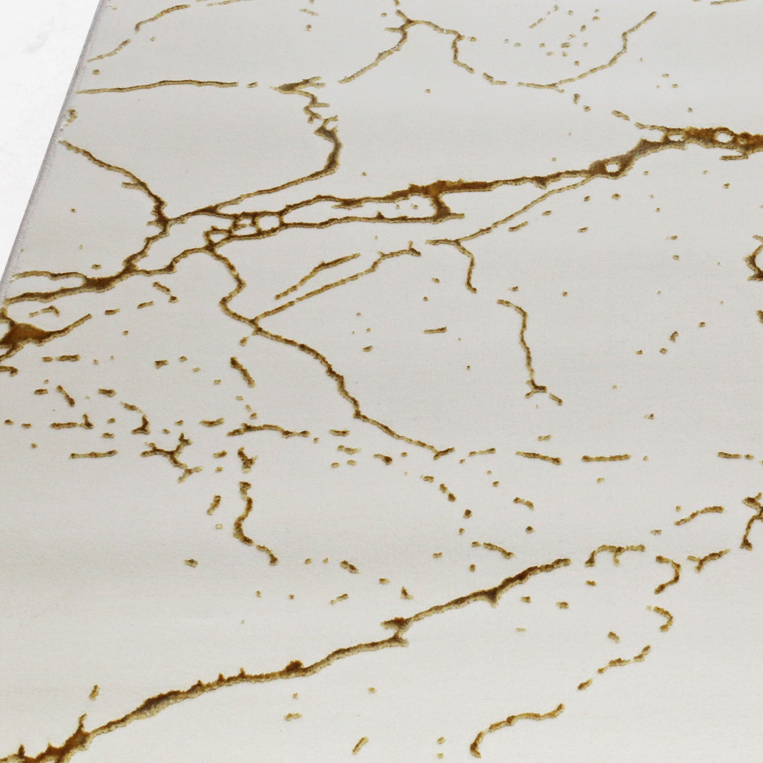 Teppich Modern Luxury Marmor-Optik in Creme Gold Wohnzimmer Schlafzimmer Kurzflor-1