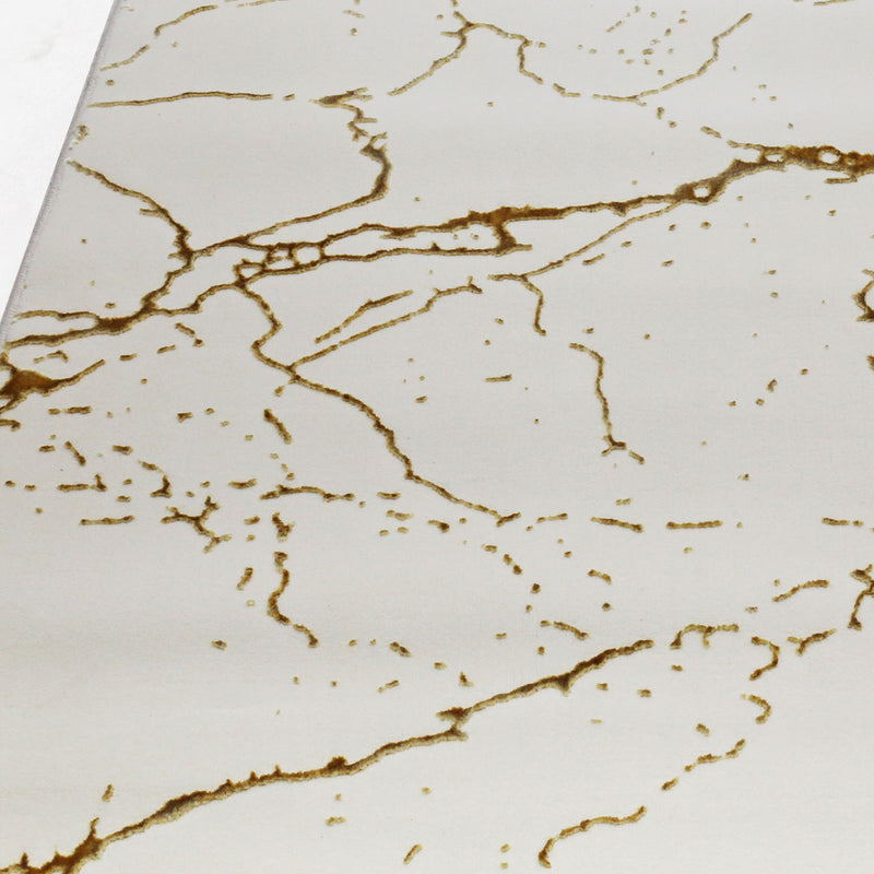 Teppich Modern Luxury Marmor-Optik in Creme Gold Wohnzimmer Schlafzimmer Kurzflor-zoom-