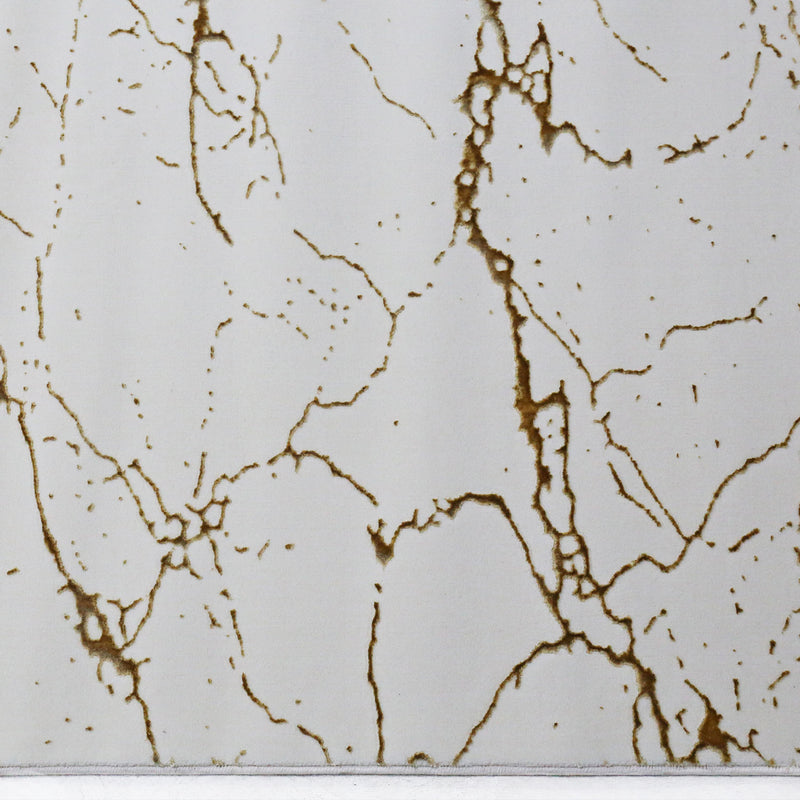Teppich Modern Luxury Marmor-Optik in Creme Gold Wohnzimmer Schlafzimmer Kurzflor-zoom-