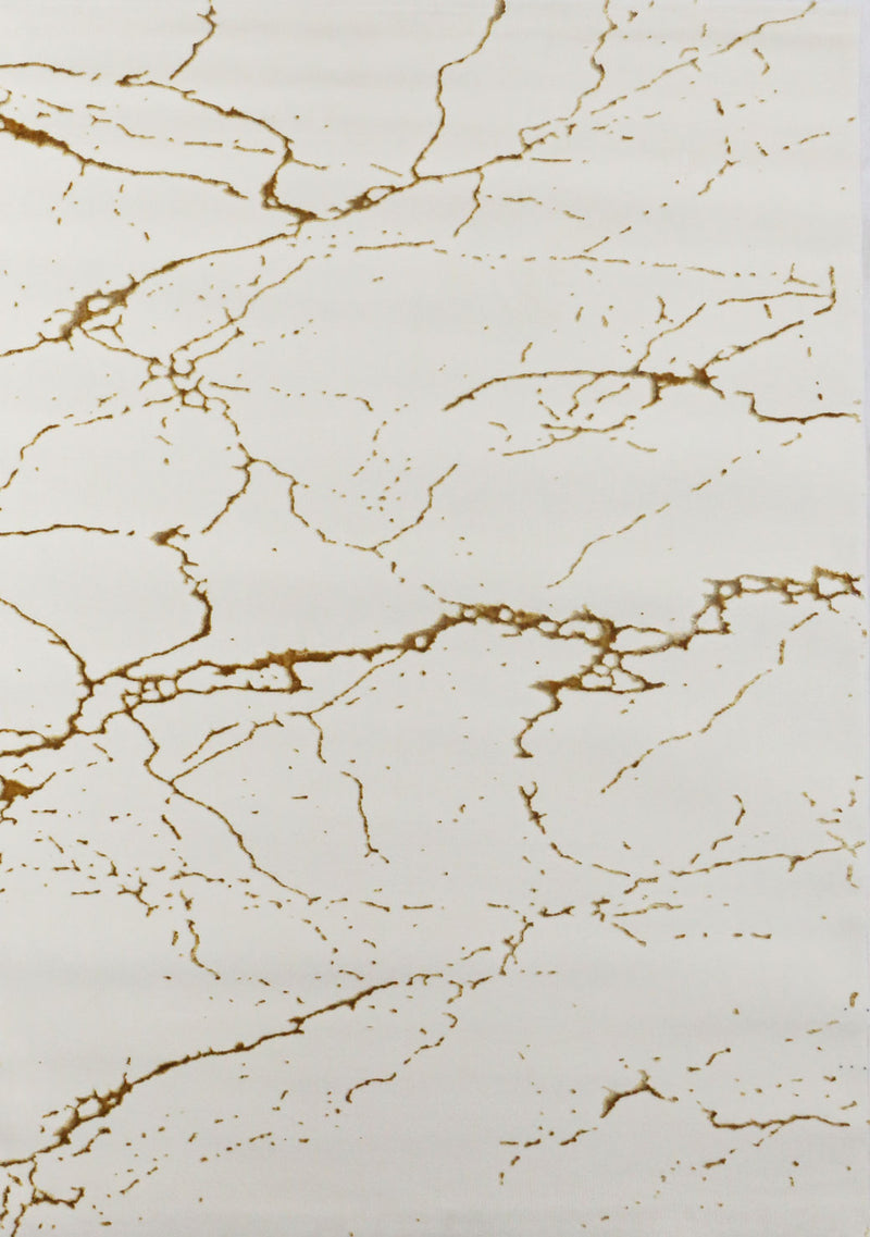 Teppich Modern Luxury Marmor-Optik in Creme Gold Wohnzimmer Schlafzimmer Kurzflor-zoom-