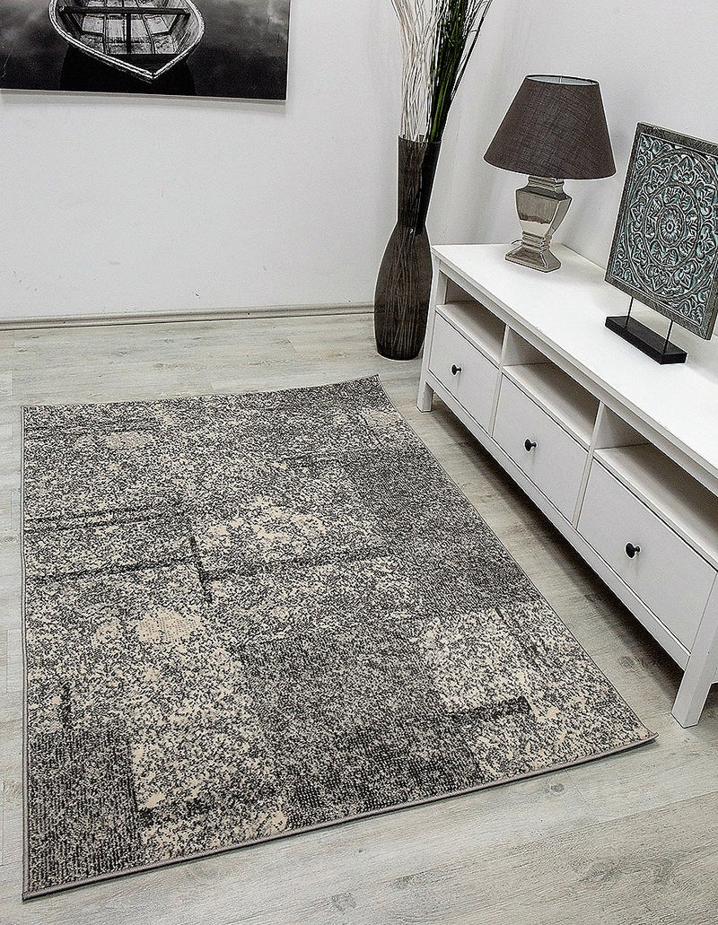 Modern checkered abstract design rug in grey and blue mottled with color gradient for living room or youth room-zoom-