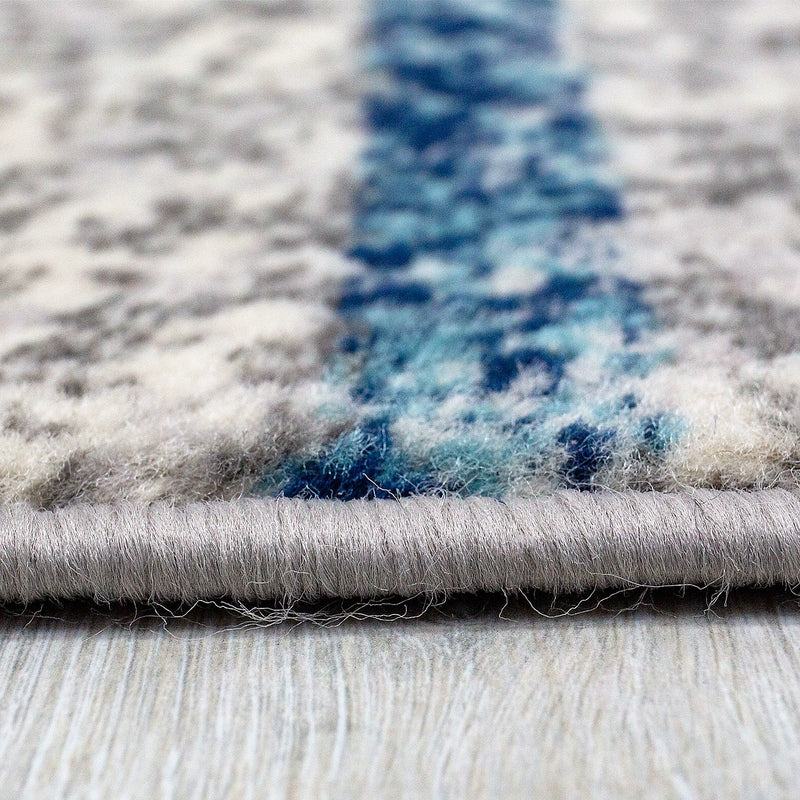 Modern checkered abstract design rug in grey and blue mottled with color gradient for living room or youth room-zoom-