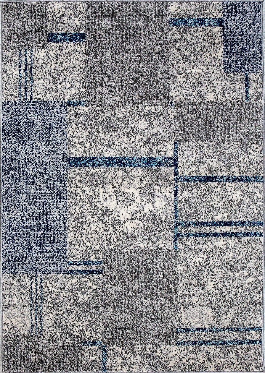 Modern checkered abstract design rug in grey and blue mottled with color gradient for living room or youth room-zoom-8