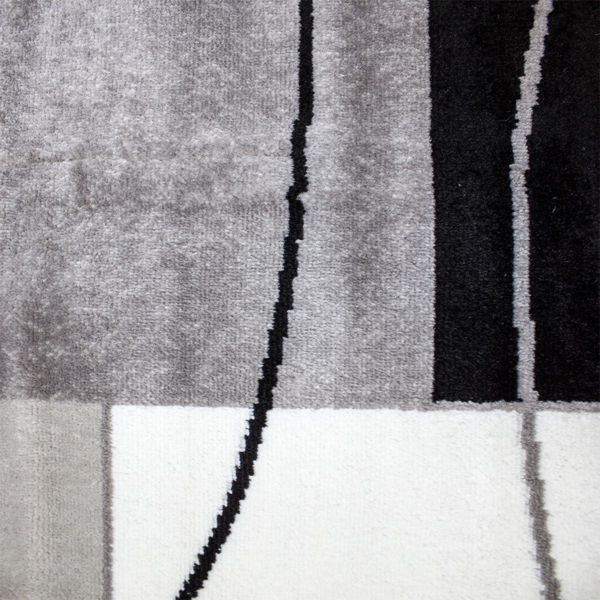 Short-pile rug, modern retro style with grey, black and white border, for living room, bedroom, children's room