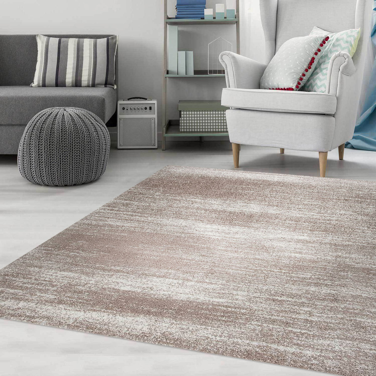 Nizza9074 Beige Shaggy Teppich Microfaser Extra Flauschig-zoom-1