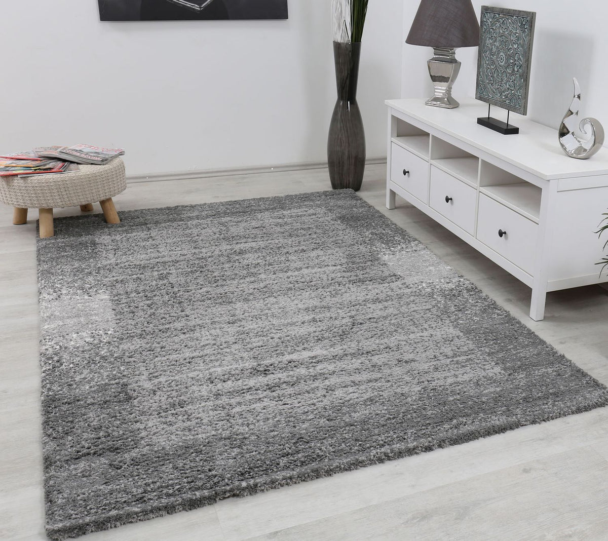 Nizza9461 Gray Shaggy Rug Microfiber Extra Fluffy-1