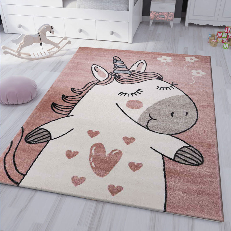 Kinderteppich Pony Einhorn Teppich Flauschig für Kinderzimmer Spielzimmer-zoom-