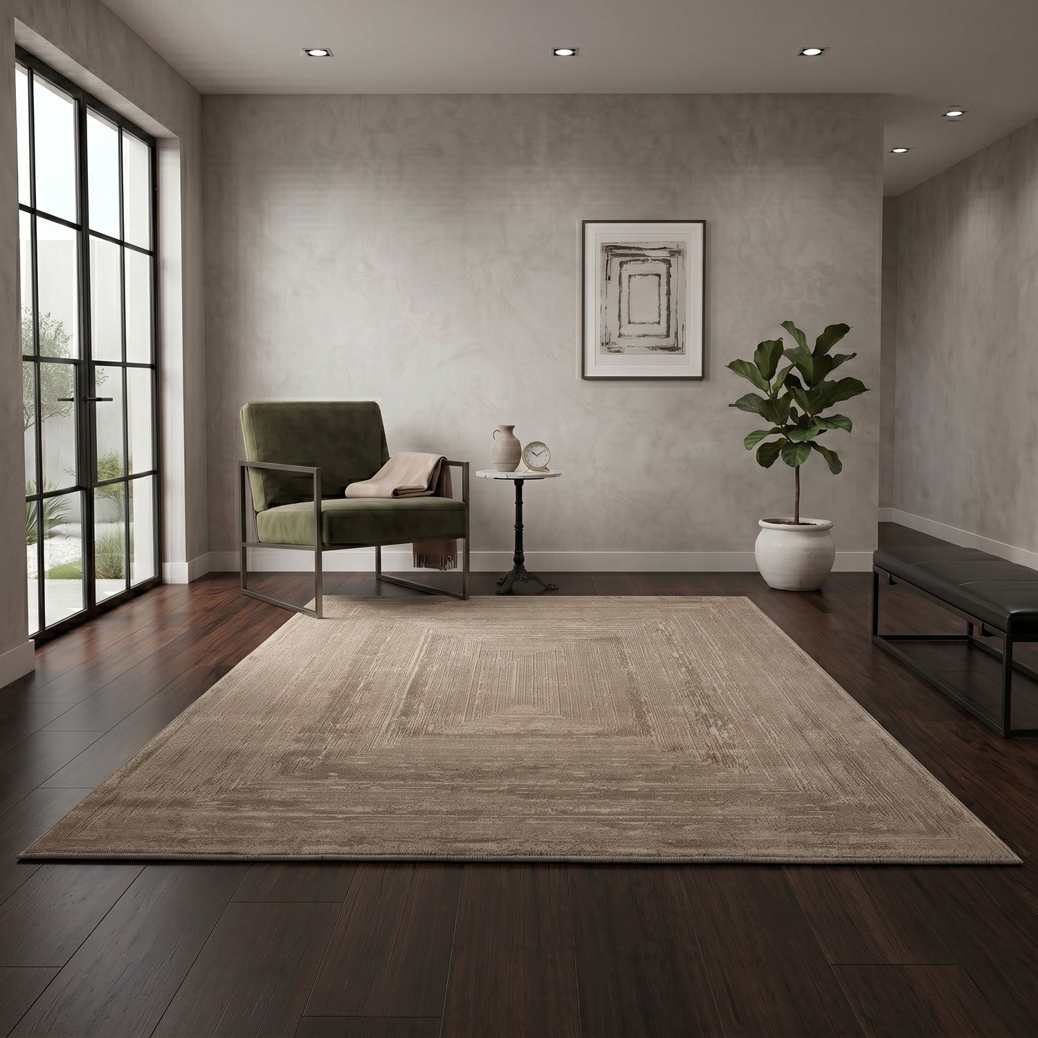 Premium Teppich Wohnzimmer Schlafzimmer Modern Hoch&Tief Bordüre – Kurzflor Teppich mit 3D Effekt-39