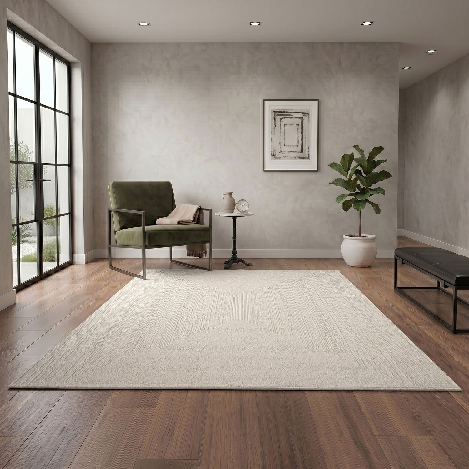 Premium Teppich Wohnzimmer Schlafzimmer Modern Hoch&Tief Bordüre – Kurzflor Teppich mit 3D Effekt-25
