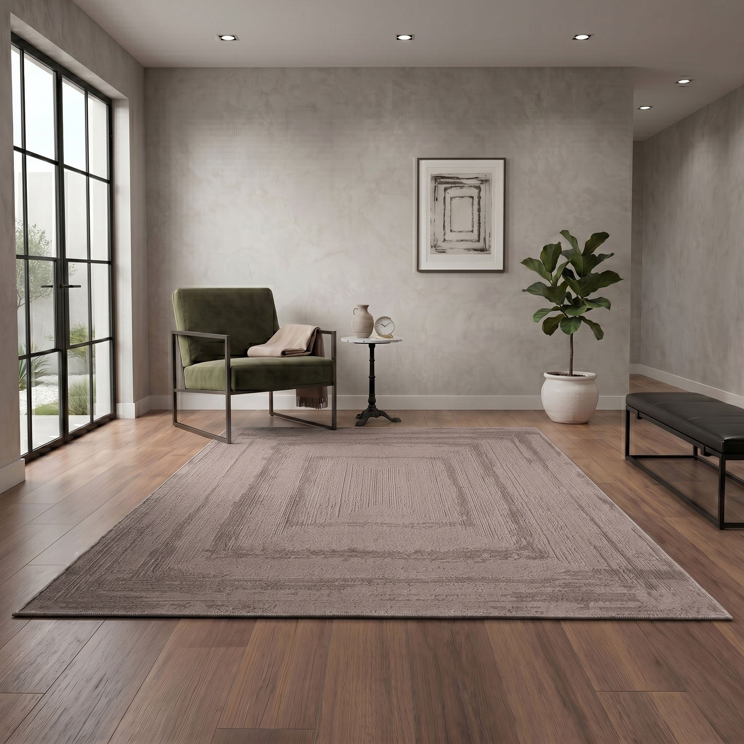 Premium Teppich Wohnzimmer Schlafzimmer Modern Hoch&Tief Bordüre – Kurzflor Teppich mit 3D Effekt-8