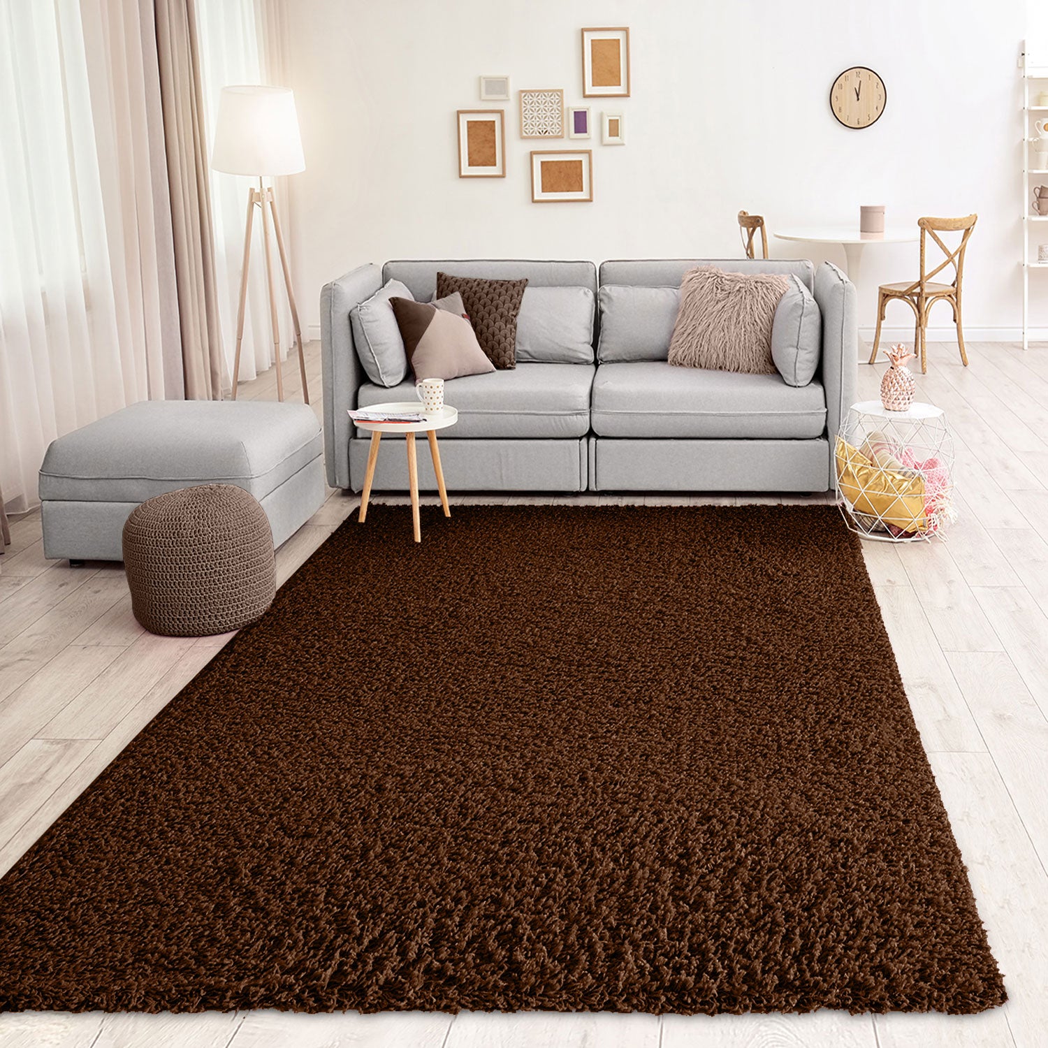 Prime Shaggy Hochflor Langflor Teppich Einfarbig Modern Braun-zoom-2