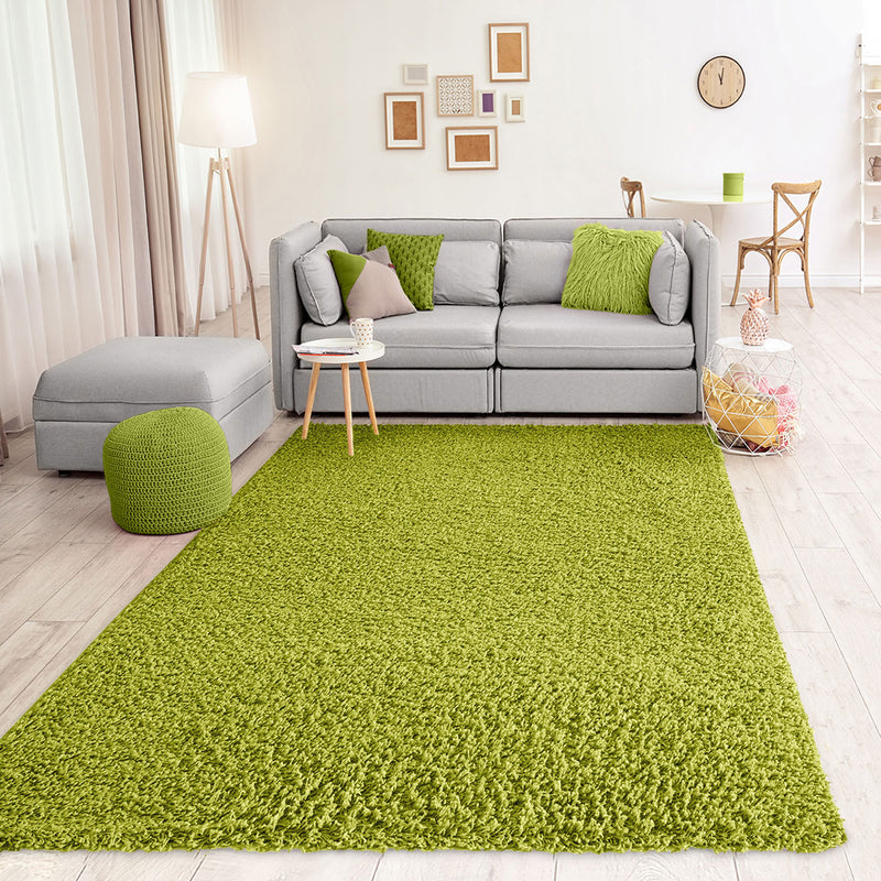 Prime Shaggy High Pile Long Pile Plain Modern Green Rug for Living Room, Bedroom, Kitchen-zoom-