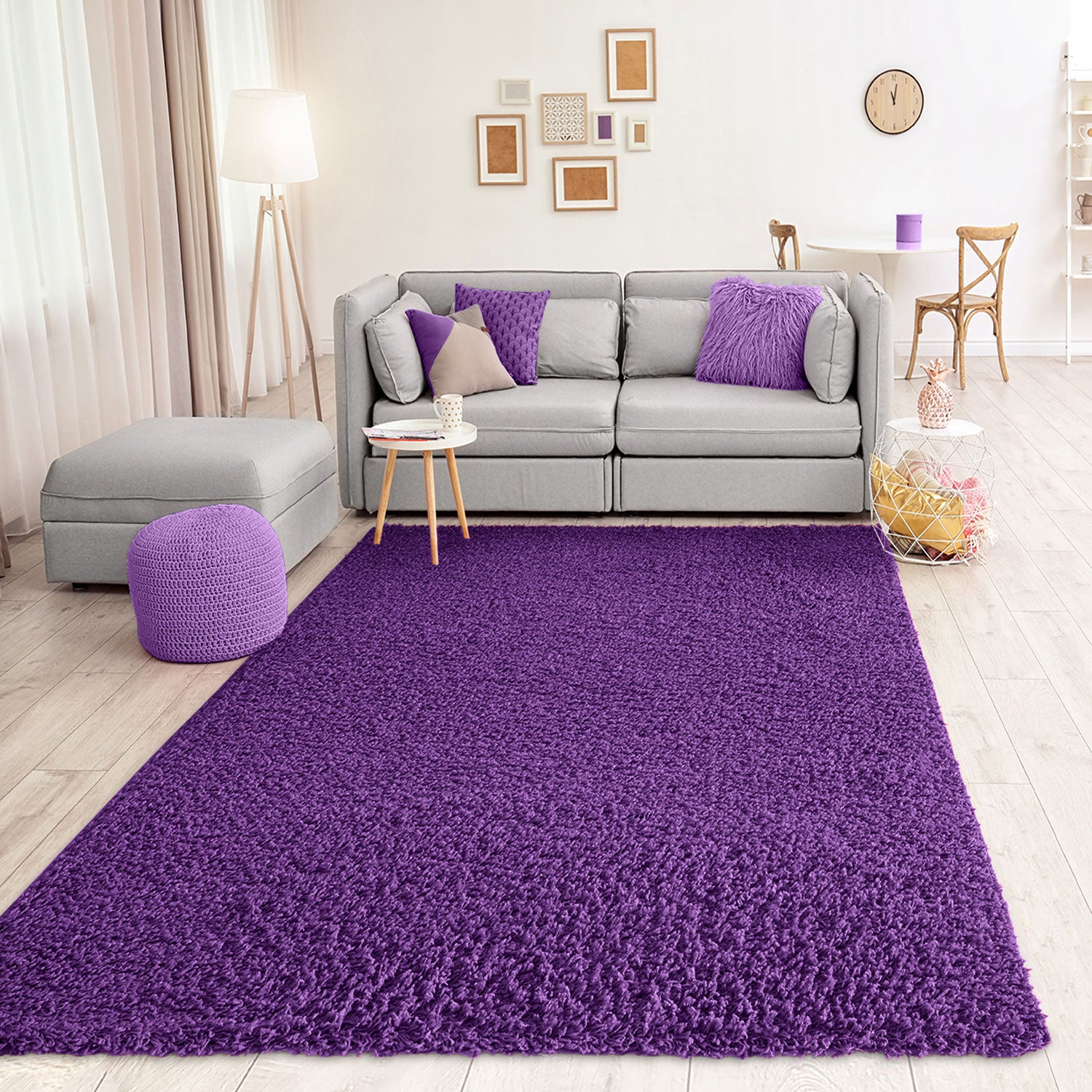 Teppich Prime Shaggy Hochflor Langflor Einfarbig Modern Lila  für Wohnzimmer, Schlafzimmer, kinderzimmer-zoom-1