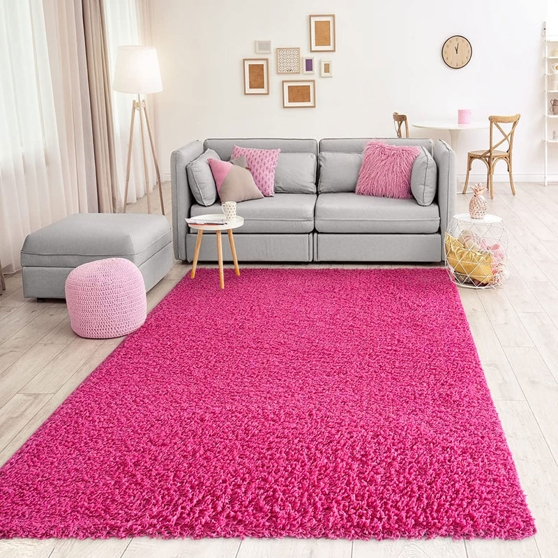 Prime Shaggy High Pile Long Pile Solid Color Modern Pink Rose Rug for Living Room, Bedroom-zoom-