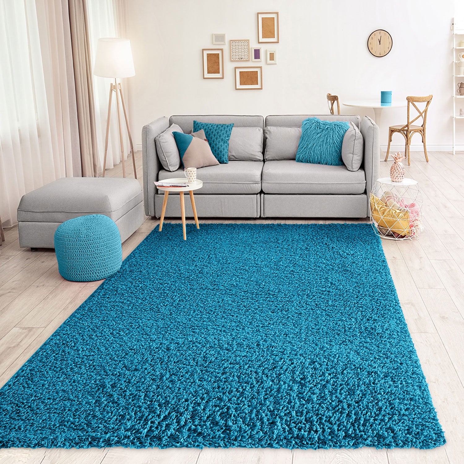 Teppich Prime Shaggy Hochflor Langflor Einfarbig Modern Türkis für Wohnzimmer, Schlafzimmer, küche