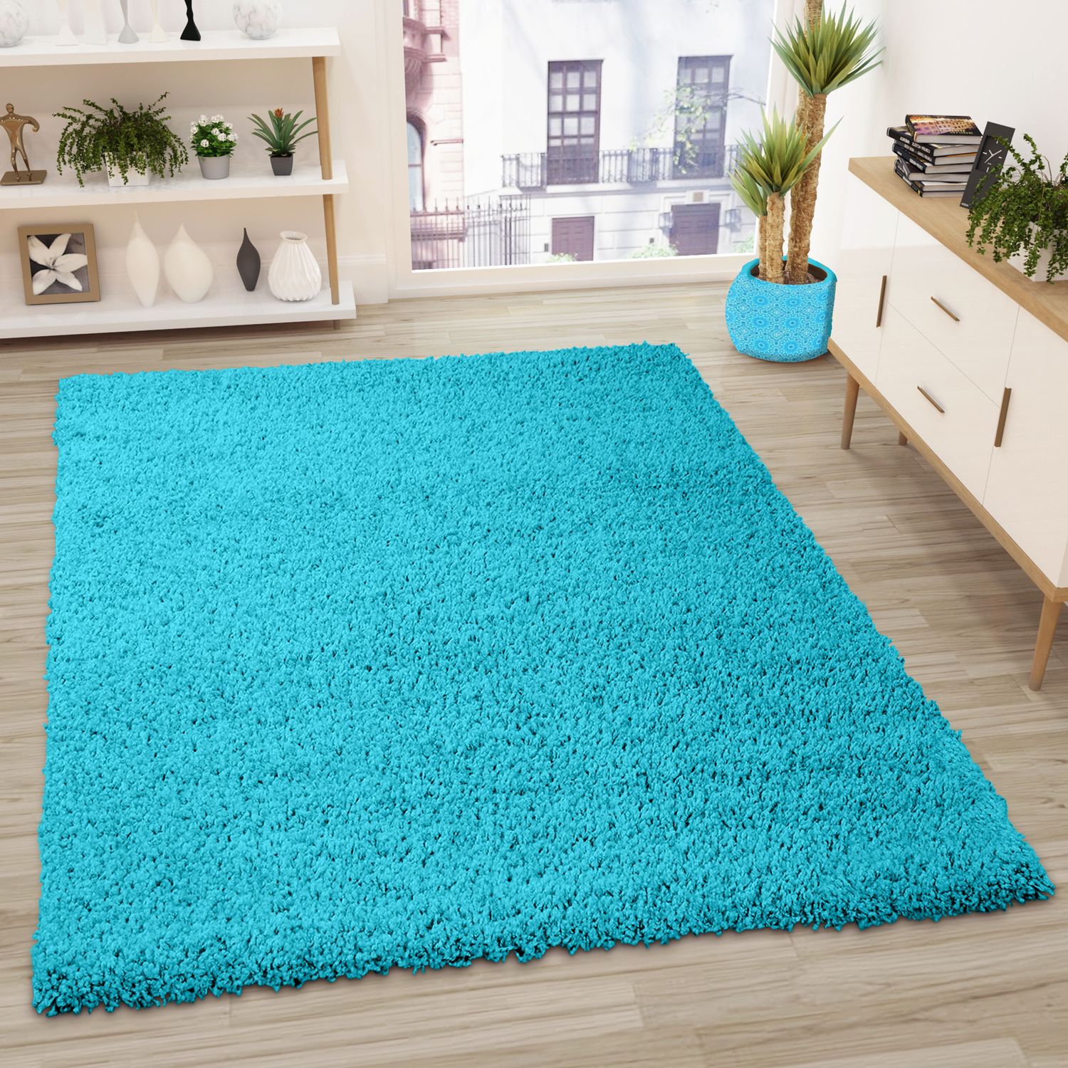 Prime Shaggy Hochflor Teppich in 13 Uni Farben + Runde Teppiche Wohnzimmer-zoom-2